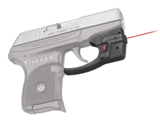 Trigger guard mounted red aiming laser sight for the Ruger LCP handgun from Crimson Trace.